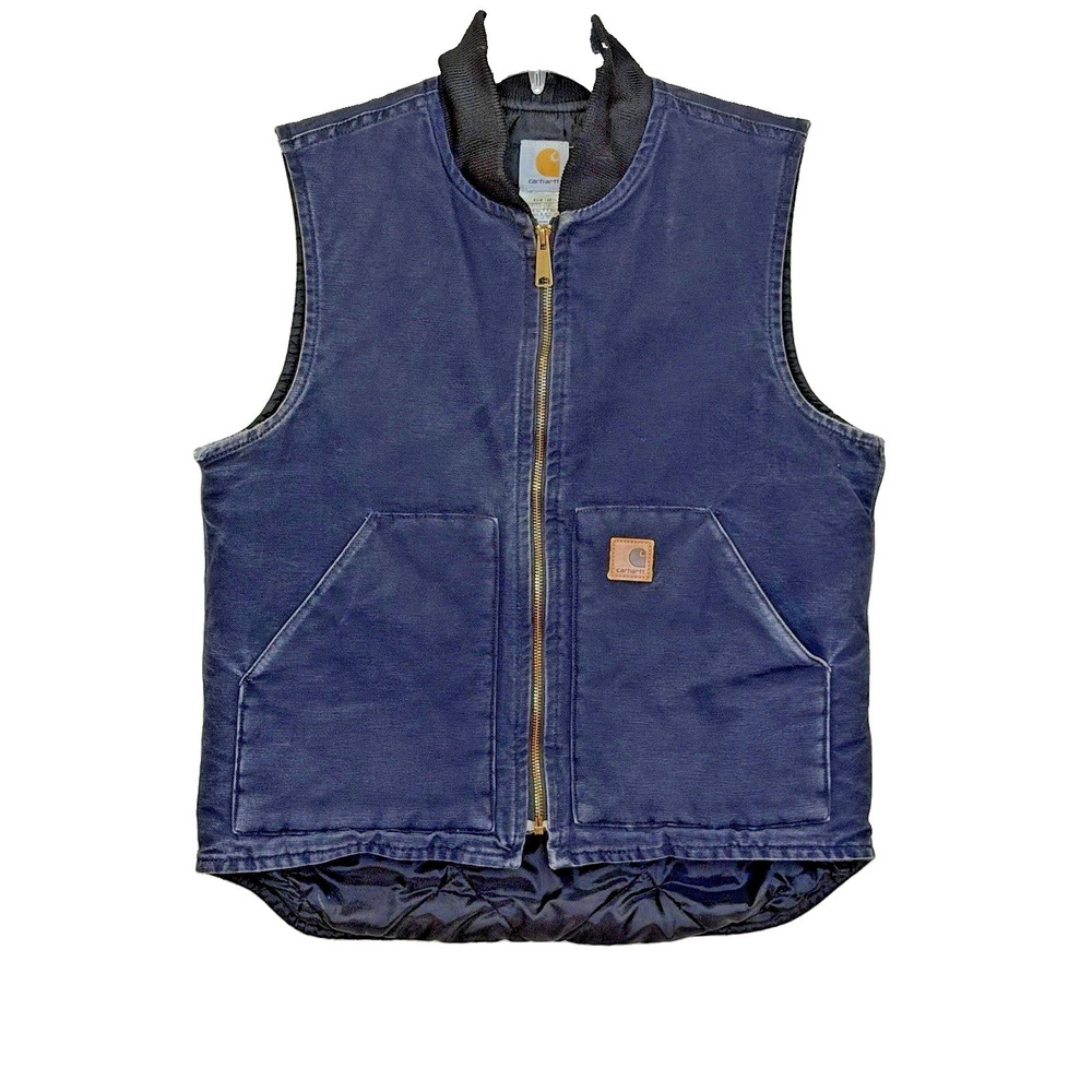Carhartt V02 MD1 Arctic Quilted Lined Duck Vest Dark Blue Mens Sz Medium Regular